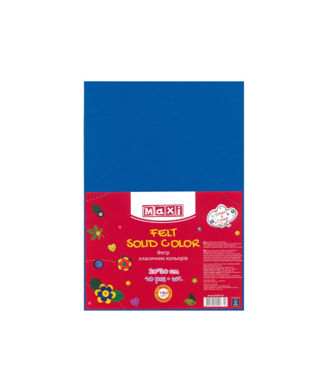 Fetru, 20x30cm, 180g/m2, albastru, 10 foi, MAXI